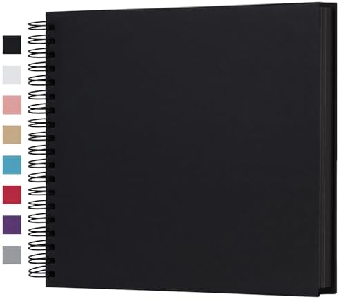 potricher 10 x 10 Inch DIY Scrapbook Photo Album 80 Pages, Black | Thick Kraft Paper Scrap Book Photo Albums, Memory Book for Wedding, Anniversary, Baby, Family, Travel, DIY Projects