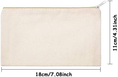 Gejoy 10 Pack Blank Canvas Cosmetic Bags Zipper Pouch DIY,S,Beige