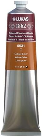 Lukas 1862 Professional German Oil Paint, Yellow Ochre 200 mL - w/Beeswax & Non-Yellowing Sunflower Oil, Short Drying Time, Smooth, Outstanding Lightfastness