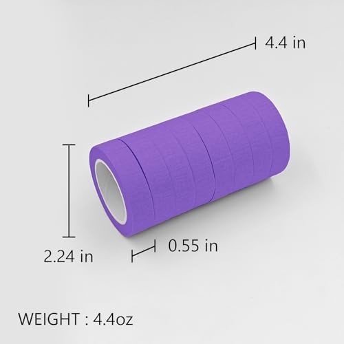 UMETDO 8PCS Colored Masking Tape - Purple Painters Tape, Tape for Kids Art Supplies, Great for Crafts, Labeling, DIY Decorative, 1/2 Inch Colored Tape Rolls- Tiny Size