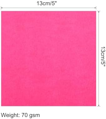 MECCANIXITY 50 Sheet Origami Paper Double Sided Fluorescent Pink 5x5 Inch Square Sheet for Art Craft Project, Beginners, Gifts Decor