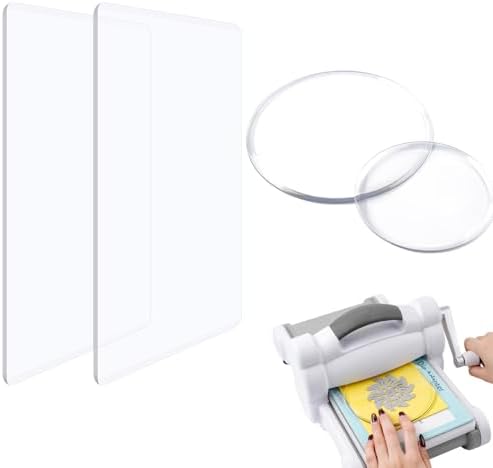 4 Pcs/Sets Cutting Plate, 2 Pcs Standard Cutting Pads & 5"/3" Circular CuttingPlates for Die-Cutting Machine, Clear Polycarbonate Plastic CuttingPlates Compatible with Big Shot Die-Cutting Machine