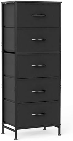 Sweetcrispy Black Storage Drawer Bedroom Dresser, Tall Dresser for Closet