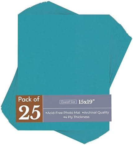 Ocean Blue 15x19 Uncut Premium Mat Board - No Opening - 25 Mats