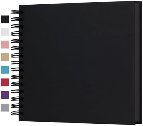 potricher 8 x 8 Inch DIY Scrapbook Album 80 Pages with Kraft Paper, Black | Thick Kraft Paper Scrap Book Photo Albums, Memory Book for Wedding, Anniversary, Baby, Family, Travel, DIY Projects