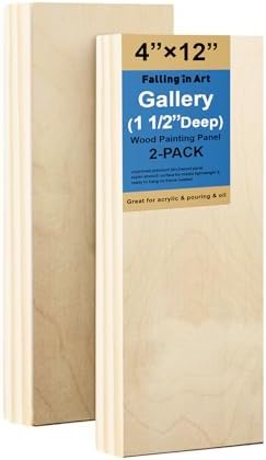 Falling in Art 2 Pack 4x12'' Unfinished Gallery Birch Wood Canvas Panels