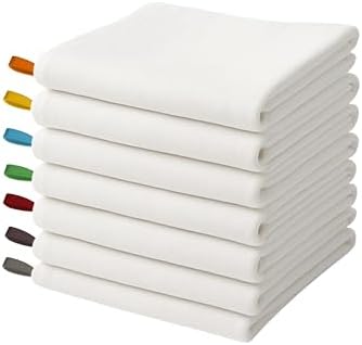 Flat Flour Sack Towels 100% Cotton Dish Towel Reusable Baking Cloth for Bread Dough, Baguettes, Ciabatta, Machine Washable, Kitchen Towels for Cleaning (White, 18"x28" - Pack of 7)