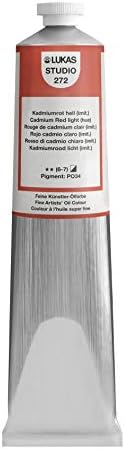 Lukas Studio Artist Oil Color Paints - High-pigment oil paint made with natural binder for artist, painting, & more! - [Cadmium Red Light Hue - 200 mL]