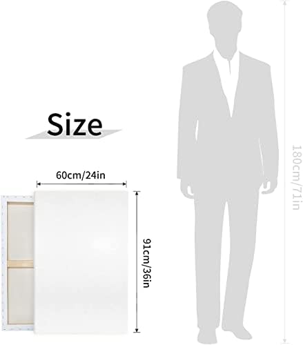 ™ Med Weight Traditional Stretched Canvas 24” x 36”, Oil & Acrylic Paints Triple Acrylic Primed Gesso Wood Frame Canvas Smooth Surface & Reduce Absorbency, Acid-Free White, 24x36 Canvas.