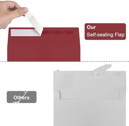 50 Packs Wine Red 5x7 Envelopes 5x7, Deep Red Color A7 Envelopes, Burgundy Invitations, Photos, Greeting Cards, Mailing