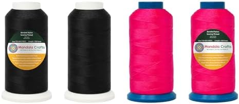Mandala Crafts Size 69 210D T70 Black Hot Pink Bonded Nylon Thread 6000 YDs