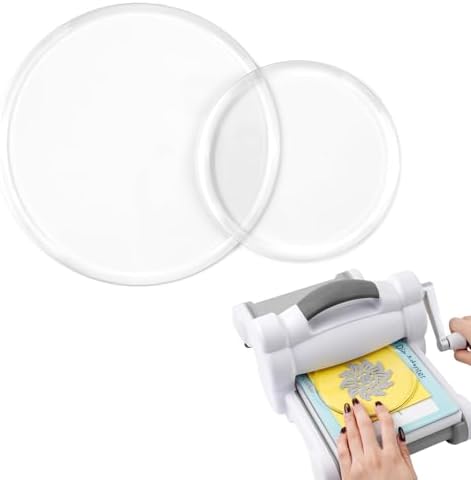 2 Pack Circular Cutting Pads, 5" and 3" Warp-Resistant Transparent Polycarbonate Plastic Round Cutting Plates for Embossing Crafting, Scrapbooking Card Making Arts Crafts