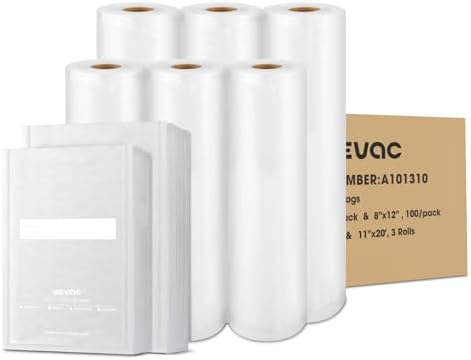 Wevac Vacuum Sealer Bags, Multiple Sizes, 200Pack Precut Bags, 6 Vac Rolls