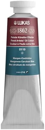 Lukas 1862 Professional German Oil Paint, Manganese Cerulean Blue 37 mL - w/Beeswax & Non-Yellowing Sunflower Oil, Short Drying Time, Smooth, Outstanding Lightfastness