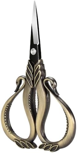 Vintage Swan Embroidery Scissors, Sharp Small Craft Scissors for Thread Cutting, Sewing, DIY Art Craft, Needlework Supplies (Bronze)