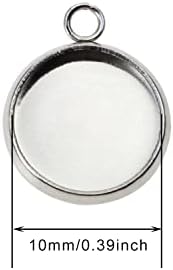 Shapenty Stainless Steel Round Bezel Blanks Pendant Trays for Earrings Bracelet Necklace Keychain DIY Craft Resin Glass Cabochon Jewelry Making Projects Christmas Gift Hanging Charms, 50PCS (10mm)