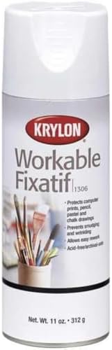 Krylon Workable Fixative Spray, Clear, Gloss, Solvent, 11 oz K01306-1 Each