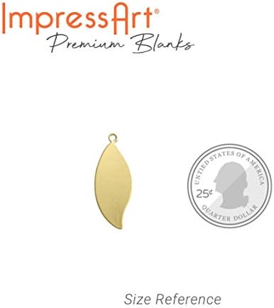 ImpressArt - Premium Metal Stamping Blanks for Metal Stamping and Jewelry Making (24 Pack) (1 1/16" Leaf w/Ring, Brass)