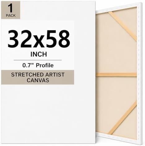 Professional Blank Stretched Canvas for Painting – Extra Large 32x54,36x48,32x46,32x50,32x54 Inch - Thick 0.71 inch 100% Cotton Primed Panels Frame White Canvas for Acrylic, Oil Watercolor (32x58)