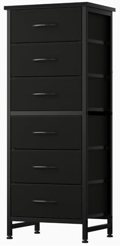 Sweetcrispy Tall Fabric Dresser for Bedroom, 6 Drawer Chest of Drawers