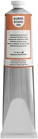 Lukas Studio Artist Oil Color Paints - High-pigment oil paint made with natural binder for artist, painting, & more! - [Cadmium Orange Hue - 200 mL]