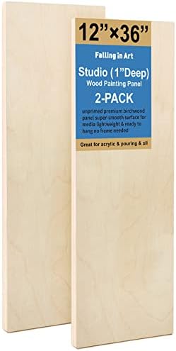 Falling in Art 2 Pack 12x36 Unfinished Birch Wood Panels Kit for Painting