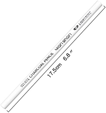 2 Pcs White Sketch Charcoal Pencils -Professional Hight Quality Sketch Highlight White Charcoal Wooden Pencils for Artist Drawing, Sketching, Blending