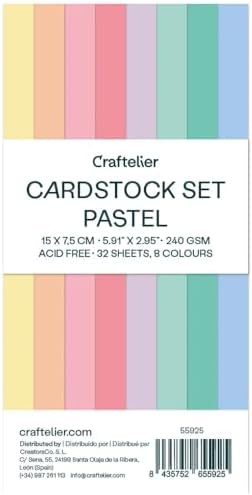 Craftelier - Pastel Cardstock | Pack of Colored Cardstock | Colored Paper for Crafts, Scrapbooking, DIY Projects | 32 Sheets, Double-Sided, 5.91" x 2.95", 8.47oz