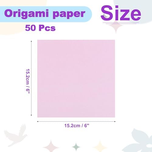 DMiotech 6x6 Inch Origami Paper Large 7 Colors Pink Square 50 Sheets