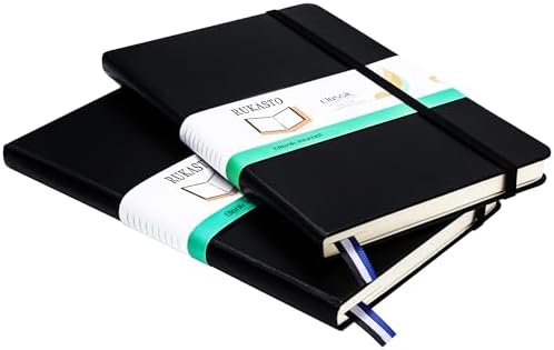 Hardcover Notebook Blank Journal Sketchbook for Drawing, Medium 5.5 by 8.4 Inch, 100 GSM Thick Paper (Black, Plain)
