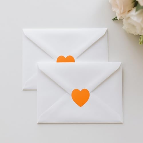 Anwyll Heart Stickers - 500Pcs 1Inch Fall Thanksgiving Heart Stickers Orange Heart Shape Sticker for Reward Classroom Self Adhesive Love Incentive Sticker for Envelope Seal Card Birthday Wedding Favor