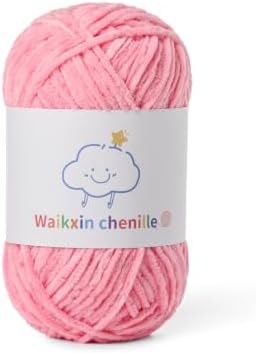 Skinny Chenille Yarn for Crocheting, 1.75 oz/ 109 yds Amigurumi Yarn&Baby Yarn for Crocheting Soft, Fluffy Fingering Weight Velvet Yarn for DIY Crafts&Baby Blankets.(Pink)