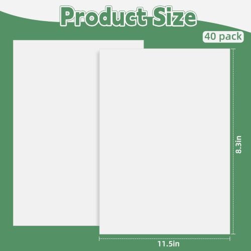 40 Sheets A4 Size 8.3x11.5 Inch Clear Double Sided Adhesive Tape Sheets, Super Strong Sticky Tape, DIY Art, Craft, Home Decorative Tape with White Liner