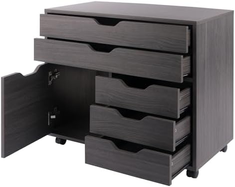Winsome Halifax Mobile Storage Cabinet with Doors & Drawers, Stylish & Functional Home Storage Cabinet for Filing, Kitchen Organization, Moveable Furniture for Office, Dorms, Apartments