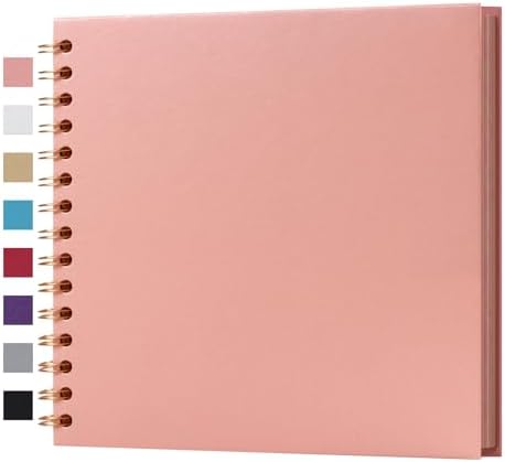 potricher 8 x 8 Inch DIY Scrapbook Album 40 Pages with Kraft Paper, Pink | Thick Kraft Paper Scrap Book Photo Albums, Memory Book for Wedding, Anniversary, Baby, Family, Travel, DIY Projects