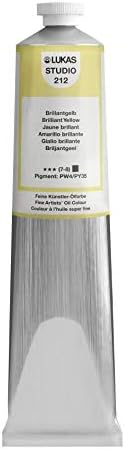 Lukas Studio Artist Oil Color Paints - High-pigment oil paint made with natural binder for artist, painting, & more! - [Brilliant Yellow - 200 mL]