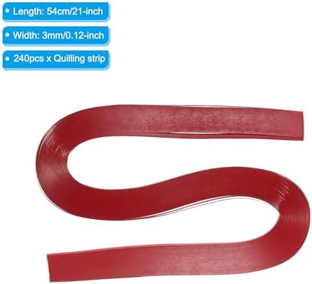 PATIKIL 240pcs Quilling Strips Paper 1/8"(3mm) 21"(54cm) Origami Paper Quilling Strip for Art DIY Hand Craft Christmas, Red