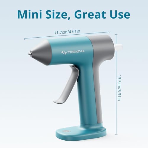 Tilswall Cordless Hot Glue Gun W106 with 30s Fast Preheating Blue