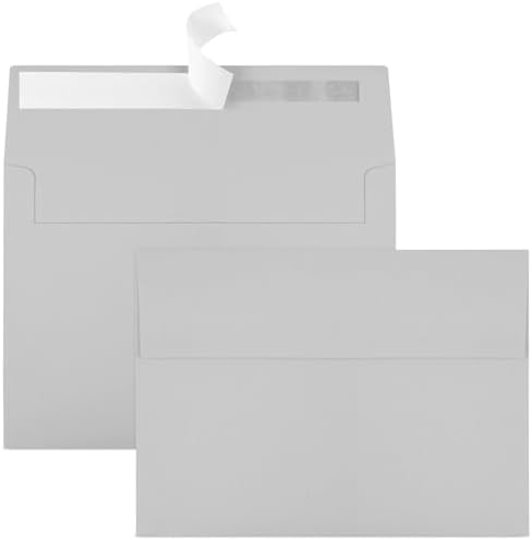 50 Packs 5x7 Dark Gray Envelope 5x7, Dark Gray Invitation Envelopes Self Seal for Weddings, Invitations, Photos, Greeting Cards, Mailing