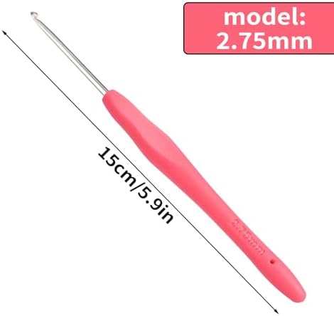 2.75mm Crochet Hook, Ergonomic Crochet Hooks with Soft Rubber Handle and Smooth Glide Head - Lightweight Aluminum Needles for Beginners, Arthritis, Yarn Projects, Long Crafting Sessions (2.75 mm)
