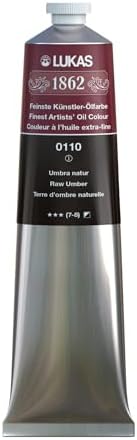Lukas 1862 Professional German Oil Paint, Raw Umber 200 mL - w/Beeswax & Non-Yellowing Sunflower Oil, Short Drying Time, Smooth, Outstanding Lightfastness