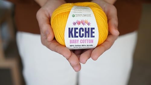Keche Baby Cotton, 60% Cotton 40% Acrylic Yarn, Soft Cotton Yarn for Crochet and Knitting, Amigurumi Yarn 1 Skein/Ball 1.76 Oz (50g) / 180 Yrds (165m) - Red