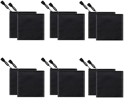 12 Pack DIY Craft Cotton Canvas Bag, Multi-Purpose Cosmetic Bag Makeup Pouches with Zipper Travel Toiletry Bag (XS, Black)