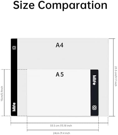 Mlife A5 Diamond Art Painting Light Board-Drawing Copy Board Light Box For Tracing, LED Light Table For Diamond Art Painting,USB Powered Ultra-Thin Light Pad For Sketching, Animation,Embroidery,Tattoo