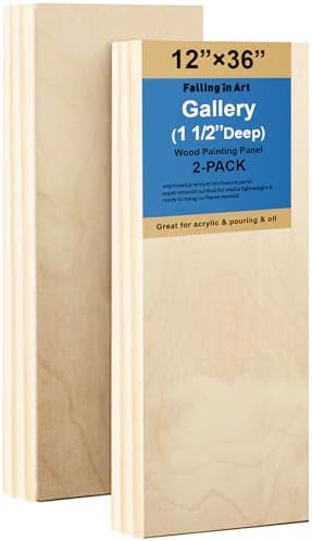 Falling in Art 2 Pack 12x36'' Unfinished Birch Wood Panels for Painting