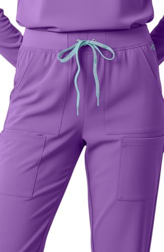 Med Couture Luma Jogger Scrub Pants for Women with Rib Knit Waistband
