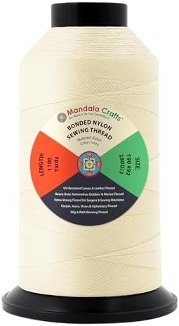 Mandala Crafts Size 92 280D T90 Ivory Bonded Nylon Thread, 1100 YDs