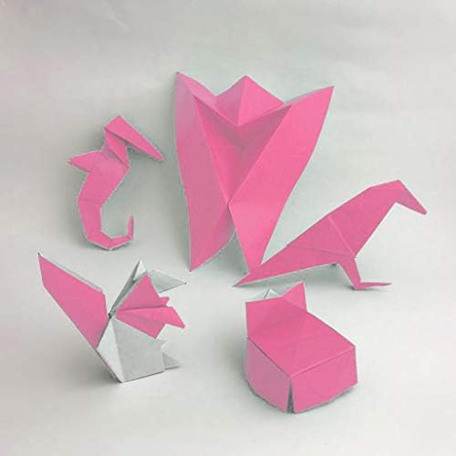 [Taro's Origami Studio] Standard 6 Inch One Sided Single Color (Pink) 50 Sheets (All Same Color) Square Easy Fold Premium Japanese Paper for Beginner (Made in Japan)