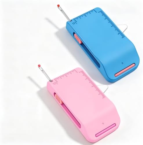 2PCS Magnetic Sewing Machine Seam Guide Tool – 4-in-1 Edge Guide with Built-in Seam Ripper & Ruler Scale for Cuffs, Plackets, Topstitching, ABS Sewing Accessory for Beginners (Blue+Pink)