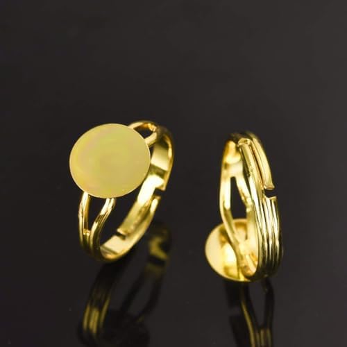 LANBEIDE 40-Pc Adjustable Ring Blanks in Gold & Silver for Jewelry Making